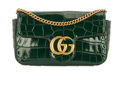 Small GG Marmont Limited Edition, Croc, Green, 476433, DB/B, 3*